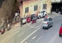 Vezi cum a fost urmărit motociclistul de polițiștii din Baia Sprie până în Parcul Regina Maria (video cameră supraveghere)