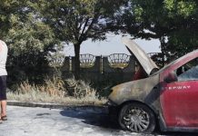 FOTO CITITORI: Un autoturism a ars pe DN1C Baia Mare – Satu Mare