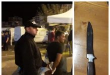 CUȚITAR LA CASTANE: Un băimărean încătușat de polițiștii locali și jandarmi (FOTO)