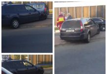 DOUĂ IDENTICE – Doi șoferi și-au avariat mașinile în sensul giratoriu de pe str Lucaciu (foto/video)