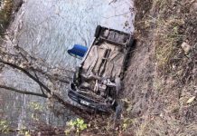 ACCIDENT GRAV – O mașină a plonjat în râu, la Repedea. Patru persoane au rămas blocate (FOTO EXCLUSIV)