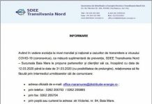 INFORMARE COVID-19 PENTRU CETĂȚENI: Relațiile cu publicul la SD Energiei Electrice Baia Mare prin telefon, email sau poștă