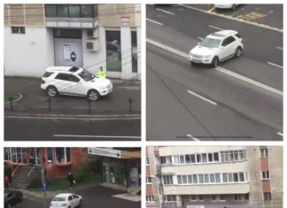 FOTO/VIDEO: MM-01-MBM parcare pe trotuar, amendă de la Poliția Locală Baia Mare. Încălcarea marcajului dublu continuu pe bd Traian după ce echipajul plecase