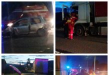 FOTO/VIDEO EXCLUSIV – Un șofer beat criță a intrat cu mașina sub un TIR la Vișeu de Sus. A avut 1,76 în etilotest!!! (ACTUALIZARE)