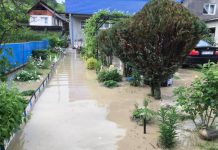 FOTO / VIDEO EXCLUSIV – COD ROSU – Viitură la Rozavlea pe Valea Spinului. Curți inundate, grădini și drumuri inundate