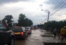 FOTO / VIDEO – EXCLUSIV – DN18 BLOCAT. Sighetu Marmației a fost inundat. În Dumbrăvița a căzut grindină și a distrus totul în cale