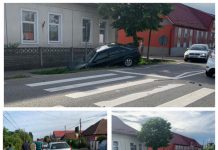 Galerie foto: Două mașini s-au ciocnit în Satulung. Una a ajuns în șanț