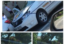 EXCLUSIV FOTO / ACTUALIZARE – CARAMBOL PE DN18: O mașină de poliție și trei autoturisme implicate, doi răniți la ieșirea din Vadu Izei spre Sighetu Marmației