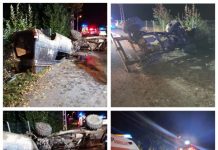 VIDEO, GALERIE FOTO: INCREDIBIL – Mașină de teren dezmembrată pe Valea Borcutului. 4 victime, dintre care una încarcerată