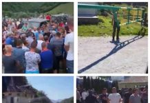 EXCLUSIV VIDEO: Revoltă la Poienile de Sub Munte. Bariera instalată de Direcția Silvică pentru a opri camioanele cu lemn motiv de scandal