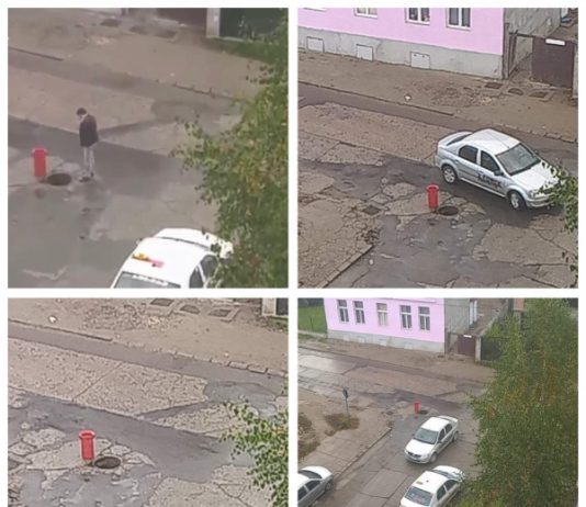 FOTO/VIDEO: Imagini halucinante la Sighet – Au furat capacul de la canalizare și au semnalizat groapa cu… coșul de la gunoi