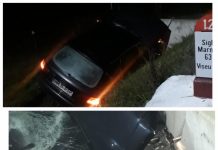 GALERIE FOTO: EXCLUSIV – Un șofer s-a izbit de un podeț din beton pe DN18 la Vișeu de Sus