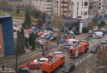 FOTO: Incendiu la un panou electric din clădirea Poștei Române