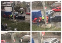 Galerie foto / video: Impact violent în Baia Mare. 3 mașini distruse. Intervine SMURD-ul
