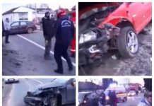 GALERIE FOTO, VIDEO: Două maşini făcute praf, după ce s-au ciocnit la Şomcuta Mare