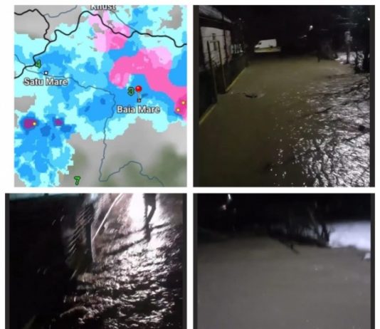 VIDEO EXCLUSIV – VREMEA A LUAT-O RAZNA: În miezul iernii, tunete și fulgere în Maramureș. Furtuna a adus ploi torențiale și INUNDAȚII