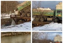 VIDEO EXCLUSIV: Bătaie de joc în Baia Mare. Zăpada toxică de pe străzile orașului aruncată direct în râul Săsar. Garda de Mediu Maramureș doarme liniștită!!!