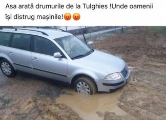 FOTO/VIDEO EXCLUSIV: Ulițele din Tulghieș adevărate capcane pentru șoferi. Două mașini avariate astăzi dimineață
