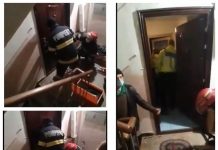 EXCLUSIV VIDEO – O femeie paralizată agresată de propriul soț. Pompierii și poliția au spart ușa apartamentului