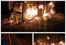 FOTO / VIDEO EXCLUSIV: ÎN STIL MAFIOT – Cabana de vară a ajutorului șefului Postului de Poliție Moisei a fost incendiată