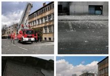 FOTO/VIDEO: Fațada sediului Remin Baia Mare se dezintegrează, punând în pericol trecătorii