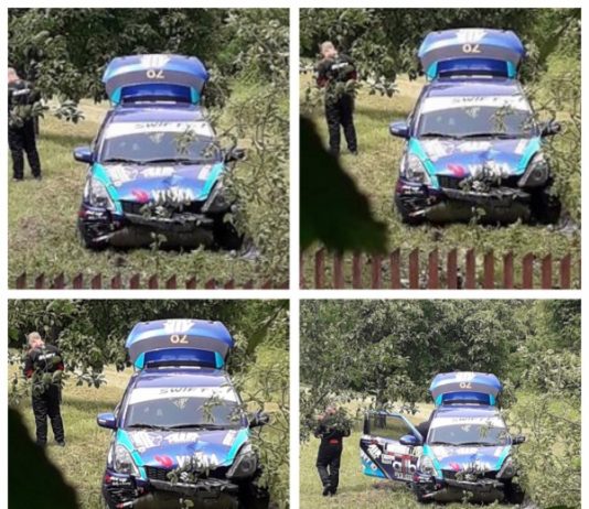 FOTO/VIDEO EXCLUSIV: Raliul Maramureşului – A zburat cu bolidul prin gardul unei gospodării din Coruia