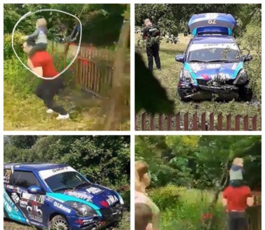 FOTO/VIDEO EXCLUSIV: Trei copii şi doi adulţi au scăpat cu viaţa din faţa unui bolid scăpat de sub control la Raliul Maramureşului