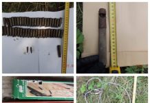 FOTO PERCHEZIȚII BORȘA – Armament, muniție și lațuri pentru capturarea animalelor sălbatice găsite ascunse într-o casă din munți