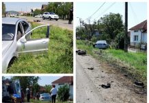 EXCLUSIV FOTO: I S-A FĂCUT RĂU LA VOLAN – La Viile Apei, un șofer a lovit cu mașina un localnic, apoi a izbit un podeț și s-a oprit într-un șanț