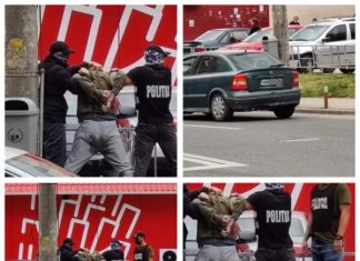 FOTO: DE FRICĂ A FĂCUT PIPI PE EL – Un șofer din Maramureș a fost urmărit și încătușat de poliție într-o parcare din Cluj